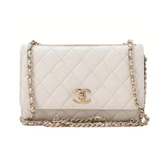 CHANEL シャネル 　チェーンウォレット　トレンドCC 　マトラッセ 　ラムスキン　白　 ゴールド金具　レディースバッグ　ブランド【中古】【送料無料】