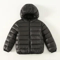 ☆ ブラック ☆ 130CM ☆ ダウンコート キッズ 秋冬 収納袋付き secoat220902 ダウンコート キッズ 長袖 収納袋付き 無地 フード付き 子供服 こども服 子ども服 シンプル 通園 通学 アウター 秋 冬 女の子 おしゃれ