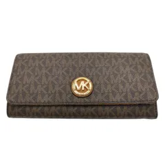 【返品OK】MICHAEL KORS マイケルコース モノグラム MKロゴ 35F8GFTE1B 長財布 ロングウォレット ブラウン レザー 金ロゴ 【D】