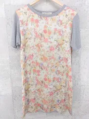 ◇ green label relaxing UNITED ARROWS 切替 花柄 半袖 ミニ ワンピース グレー マルチ *  【1002799376327】