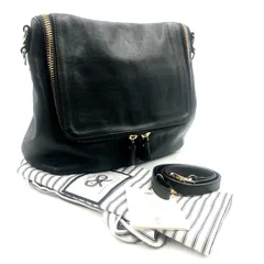 ■極美品■ANYA HINDMARCH アニヤハインドマーチ　ショルダーバッグ　斜めがけ　クロスボディ　レザー　本革　ブラック　ゴールド金具　タッセル　ロゴ金具　紙カード　ショッピングトートバッグ付き　レディース