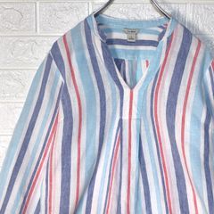 エルエルビーン　マルチカラー　ストライプ　スキッパー　ロング　長袖シャツ
