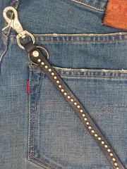 ⑥　送料無料　スタッズキーリング キーホルダー レザー  アメカジ　ロング