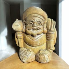 木彫り 大黒天 七福神 木製 大黒様 開運 縁起物 彫刻 仏像 古美術 インテリア 置物 オブジェ 骨董品 アンティーク
