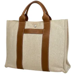 HERMES エルメス サックアーネMM ベージュトートバック エルメス サックアーネPM トワルアッシュ×レザー ベージュ