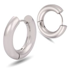 【幅5mm 内径16mm 色：シルバー 1ペア】[Adelina Style] サージカルステンレス フープピアス 太め リングピアス 金属アレルギー対応 男女 プレゼント