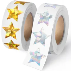 【特価商品】スターステッカー 2巻 1000枚 ごほうびシール 星 シール キラキラシール 封筒シール 大容量 可愛い ステッカー 手帳 飾り 子供 学生 学校用