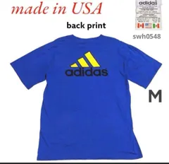 1999USA製アディダスプリントTシャツMブルー万国旗タグ swh0548