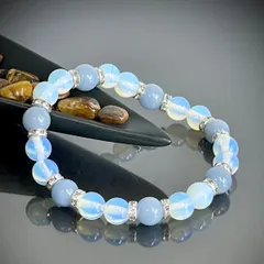 ハンドメイドブレスレット⭐︎シンセティックストーンレインボー内径21cm