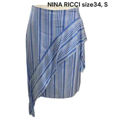 美品　ニナリッチ　NINA RICCI 爽やかストライプ　シルク　スカート  34、 S レディース　S5Q356のサムネイル