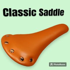 クラシックサドル リベット付き ブラウン クロモリバイクやママチャリにも◎ 雰囲気がグッと変わりますよ～！