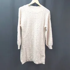 ◇ majestic legon ニット ケーブル編み パール 冬向け デート 長袖 ロング丈 ワンピース サイズM ピンク レディース E  【1309250024446】