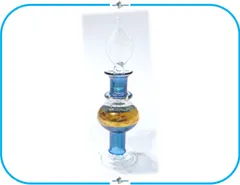 ＼値下げセール中／ E160-6 パフュームボトル デザイン【ゴールドライン柄 ブルー】ミニサイズ  ゴールド エジプト 香水瓶風 ガラス瓶 インテリア コレクション 輸入 レア 1点限