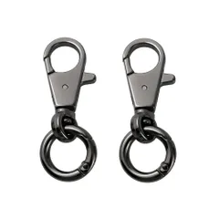 【在庫処分】手芸用品 ジュエリー 手作り アクセサリーパーツ キーホルダーパーツ 素材 シルバー キーリング パーツ 金具 DIY材料 回転フック キーホルダー 二重リング 丸カン付き ナスカン 2個セット [FUSSED]