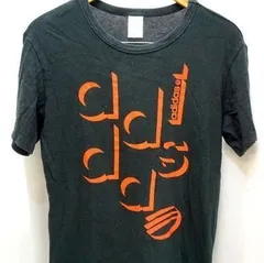 アディダス Tシャツ adidas 黒 ブラック 赤 ロゴプリント 半袖  Mサイズ 【スポーツ定番♪】【人気のアイテム】●A24