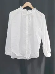 ◇ Θ DRESKIP ドレスキップ フリルネック 長袖 シャツ ブラウス サイズM ホワイト レディース E  【1411070008350】