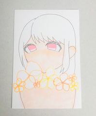 手描きイラスト　オリジナル　オレンジの花