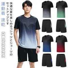 スポーツ 半袖 Tシャツ セットアップ メンズ 冷感 夏 大きいサイズ ハーフパンツ セットアップ ショートパンツ 夏用 ひんやり 上下セット 冷感 吸汗 速乾 スウェット ストレッチ ジャージ ルー#whhdw4893