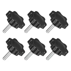 uxcell 6個セット M4 x 16mm スターつまみ プラスチック製の六角形クランピングつまみネジ 手で締めるための交換つまみ 傘ベースの交換つまみ