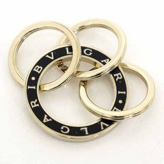 BVLGARI ブルガリ・ブルガリ キーリング 3連 メタル ライトゴールドプレートブラス 35279 ブラック 【中古】Aランク