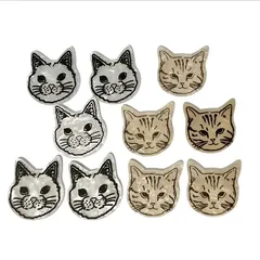 猫チャーム 20個セット 大きめ アクリル 穴あり 素材 ピアス ネックレス かわいい イヤリング アクセサリー ハンドメイドパーツ 白 ホワイト 茶色 黒 大ぶり 動物 ねこ 可愛い