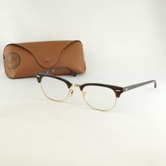 老眼鏡 RayBan RB5154 CLUBMASTER USED品 メガネフレーム ブラウンｘゴールド  クラブマスター ケース付き レイバン アイウェア 中古 X7244