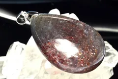 【１点物】シルバー925◇ブラッドショット内包 アイオライトサンストーン　36x25mm　ドロップ ペンダントトップ パワーストーン 天然石 _PC6510