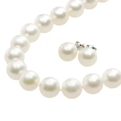 【本物保証】 鑑付 超美品 ネックレス ピアス セット 約57.5g/2.8g K14WG アコヤ真珠 約9.5ミリ～約10.0ミリ パール ノーブランド No brand