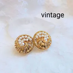 【 イヤリング  】ヴィンテージ  パール vintage アンティーク アクセサリー accessory ゴールド パール レトロ