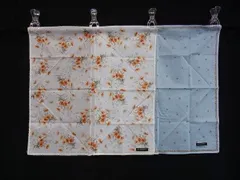 BURBERRY バーバリー コットン100％ 花柄 ハンカチーフ ポケットチーフ ライトブルー系×ホワイト系 2枚セット まとめ売り DH0927