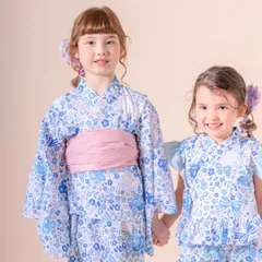 【小花柄猫】ワンピースにもなる浴衣　2WAYセパレート浴衣  キャサリンコテージ　TAK