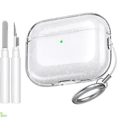 AhaStyle クリア AirPods Pro 3 ケースカバー 2025 [黄変防止] ソフトTPU保護ケース Apple AirPods Pro 第3世代用ケース（クリーナーキット付属）USB-C充電ケース対応およびワイヤレス充電対応 a