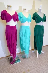 【即日発送】キッズ　フリンジレッスンウエア　セットアップ　25-1000