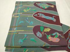 平和屋着物○全通柄 九寸名古屋帯 成物 鬼しぼ縮緬 正絹 逸品