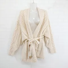 ■ ◎ FREAK'S STORE ケーブル編み 長袖 ニットカーディガン サイズ155-160 MS 7 8 アイボリー系 レディース E  【1303240029022】