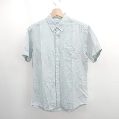 ◇ ⊂ nano universe ナノ ユニバース 綿麻混合 半袖 シャツ サイズM ライトブルー メンズ E  【1505290004114】