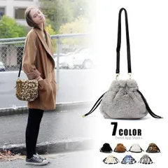 【美品・未使用新品】ファーバッグ レディース 秋 冬 韓国製 斜め掛け ショルダーバッグ ミニバッグ ミニ バッグ 巾着型 ポシェット冬バッグ ふわふわ もこもこ 大人 可愛い 小さめ