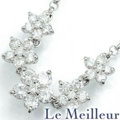ダイヤモンド 1.00ct プラチナ Pt900 フラワーモチーフネックレス 中古 プレラブド 返品OK