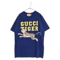 GUCCI (구찌) 22SS GUCCI TIGER 구찌 타이거 쇼트 슬리브 셔츠 반소매 T 셔츠 548334 XJD3V 네이비