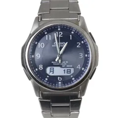 CASIO カシオ ウェーブセプター ソーラー 腕時計 メンズ シルバー×文字盤ネイビー 5161 WVA-M630 腕回り19(cm) NT Bランク