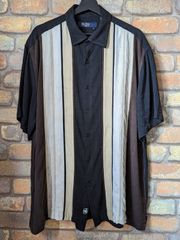 90’s-00’s NatNast SilkShirt Black Stripe 90年代 00年代 ナットナスト シルク 半袖シャツ ブラック オールド