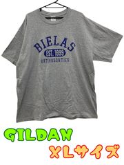 GILDAN　メンズ　半袖Tシャツ　ロゴプリント　ヴィンテージ風　ウルトラコットン　シンプル　グレー　XLサイズ　U-448