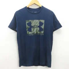 G■アンダーアーマー/UNDER ARMOUR ロゴプリントTシャツ/1329581【MD】紺/men's/95【中古】■
