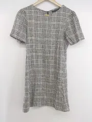◇ ZARA WOMAN ザラウーマン チェック 半袖 ミニ ワンピース サイズEUR S USA S MEX 26 ホワイト ブラック系 レディース P  【1303010002422】