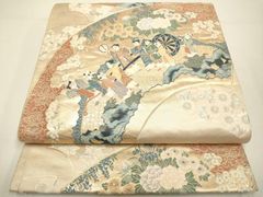 平和屋着物○訪問着 駒刺繍 地紙花車文 金銀彩 ますいわ屋扱い 正絹