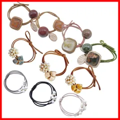 【特価商品】ヘアゴム 10点 セット パール ビーズ 大人 シュシュ ヘアアクセサリー 上品 カジュアル オフィス 髪留め おしゃれ春 夏 秋 (Aset)