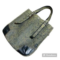 【超希少】90s OLD KATHARINE HAMNETT LONDON Leather Switching Python Print 2way Bag ハンドル調整可 ハンドバッグ トートバッグ 蛇革 プリント レトロ ビンテージ【BA000002】