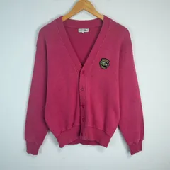 LACOSTE ラコステ ニット カーディガン ワンポイントロゴ ロゴ刺繍  ピンク サイズ3 古着 レディース カジュアル
