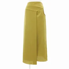 B&Y ユナイテッドアローズ BEAUTY&YOUTH ビューティー&ユース タグ付き リネンライクラップスカート ミモレロング スリット S 緑 マスタード 1624-652-3521-5930 /JS