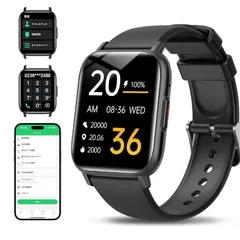 2:スマートウォッチ  Topaka スマートウォッチ iPhone対応/アンドロイド対応 多種機能付き Bluetooth5.3 Smart Watch 腕時計 （ブラック） ISA-95